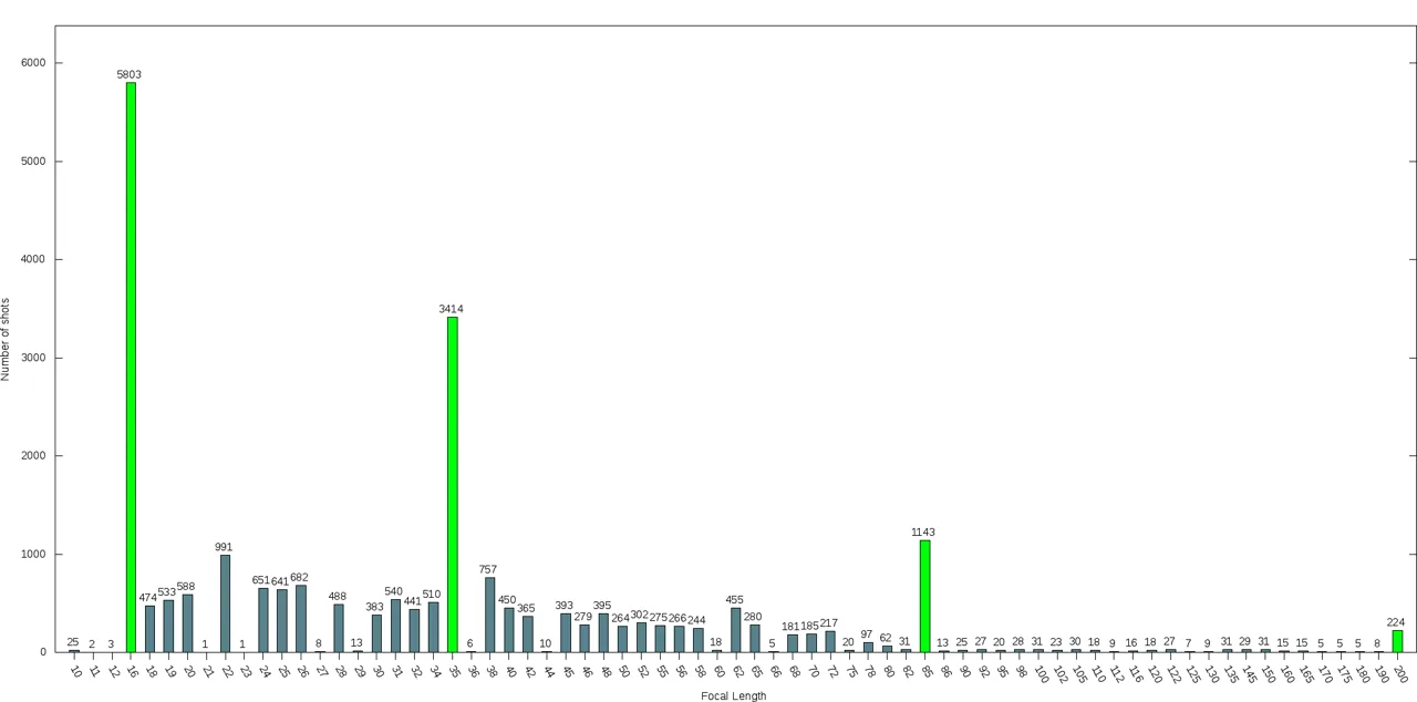 Grafik meiner Brennweitenverteilung der D90
